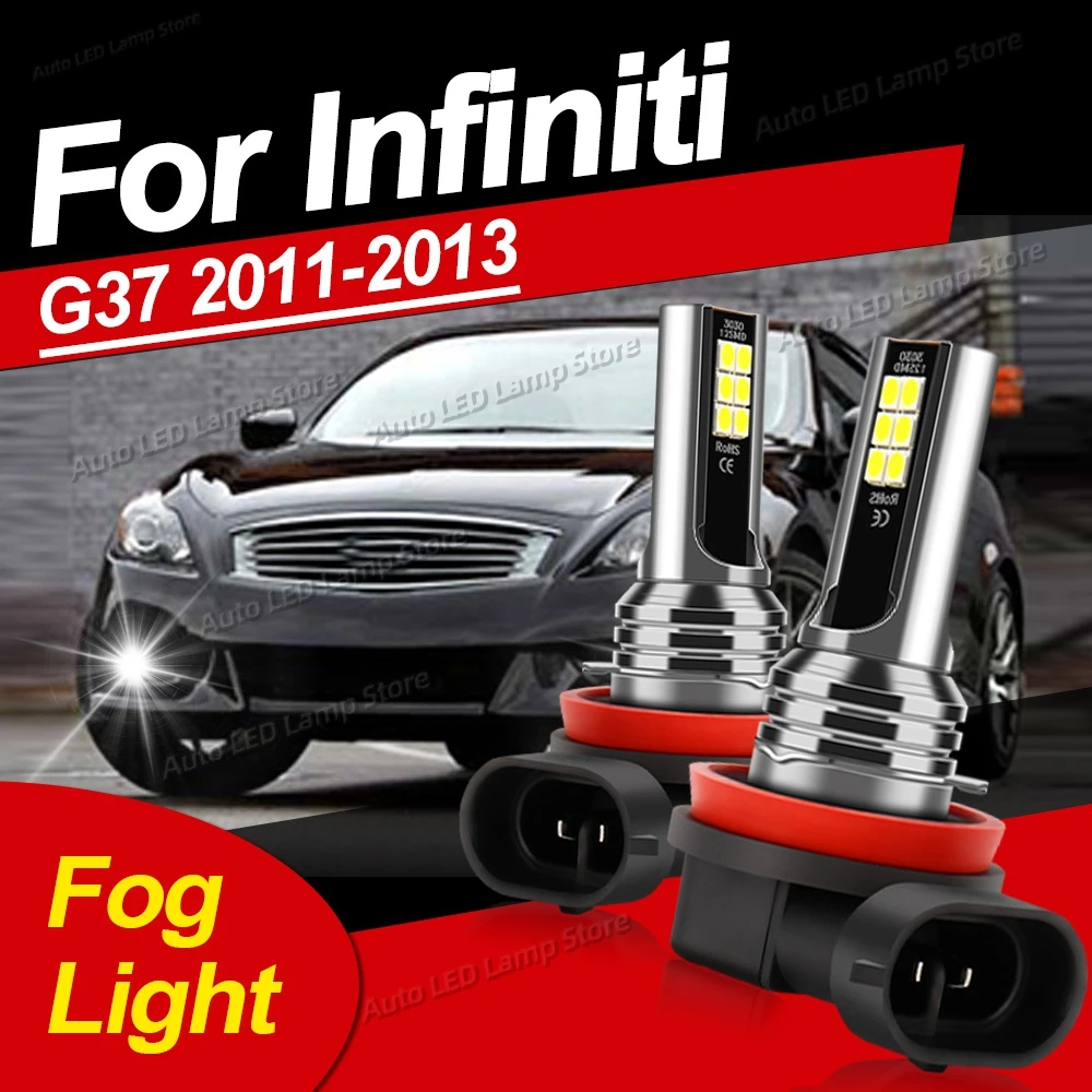 

2Pcs H8 H11 LED Canbus Auto Fog Lamps 6000K 2000LM White Fog Light Car Accessories For Infiniti G37 2011 2012 2013