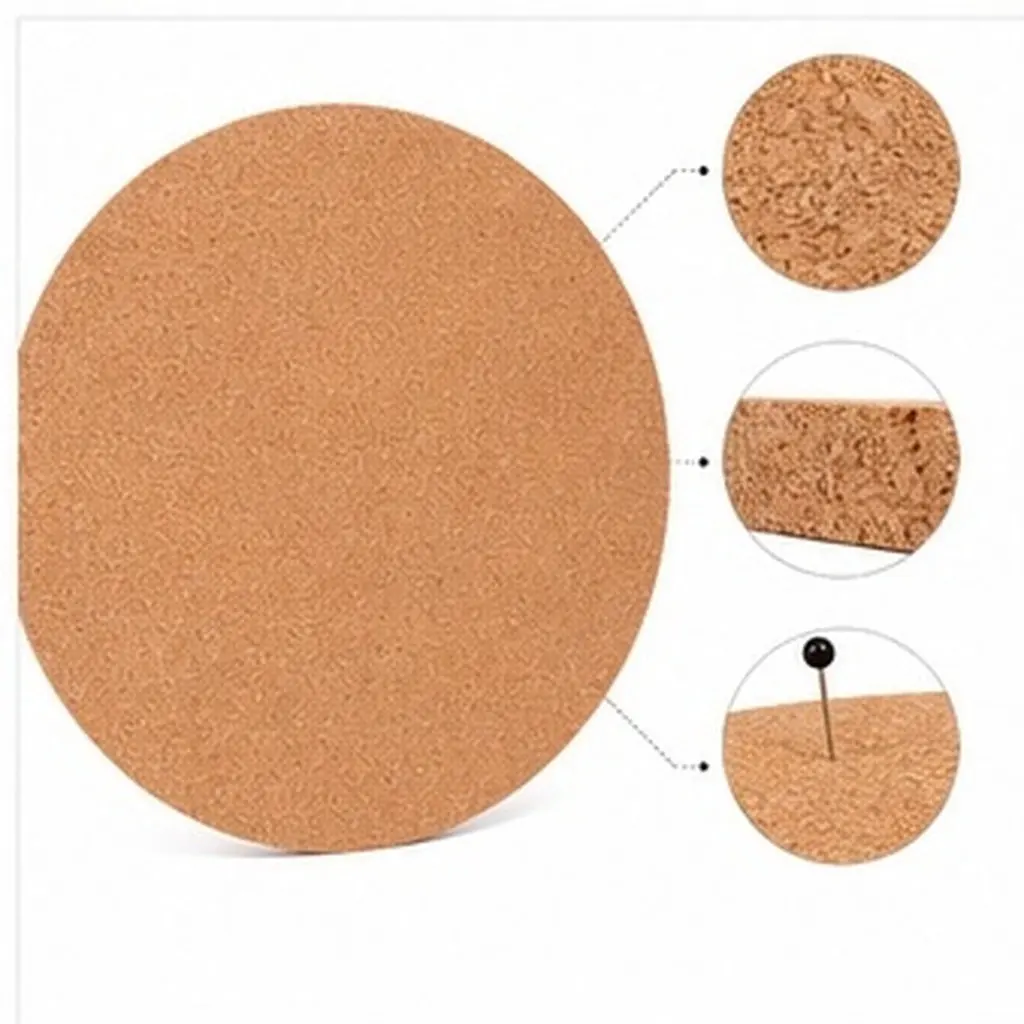 Round Cork Boards Natural Wood Color Texture Softwood Non-Slip Circular Corkboard for Office Home Crafts Photos Memo Message Pin