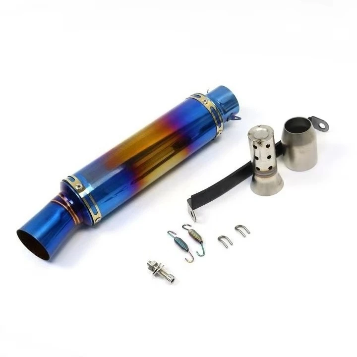 51mm Universal Motorcycle Exhaust Muffler Length Blue Color Pipe Scooter For GY6 Exhaust CBR125 FZ400 Z750 R1 R3 R6 SC025