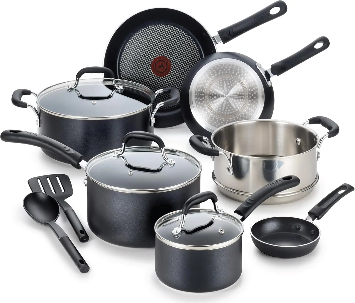 T-fal Experience Nonstick Cookware Set 12 Piece, Induction, Oven Broiler Safe 350F, Kitchen Cooking Set w/ Fry Pans, Saucepan, S