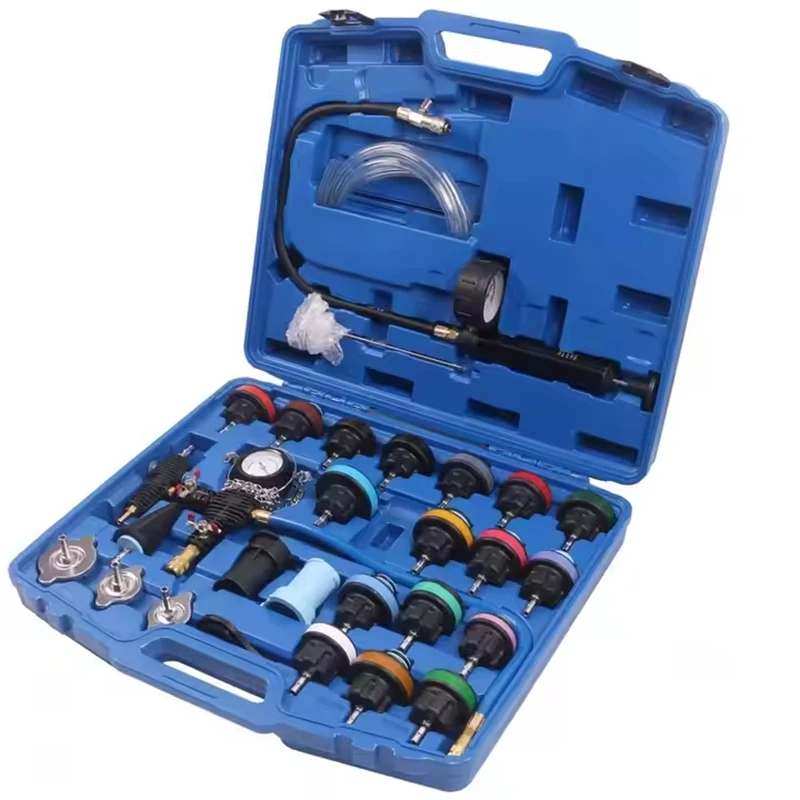 28-Piece radiator coolant stress testing instrument and vacuum cooling system refill kit