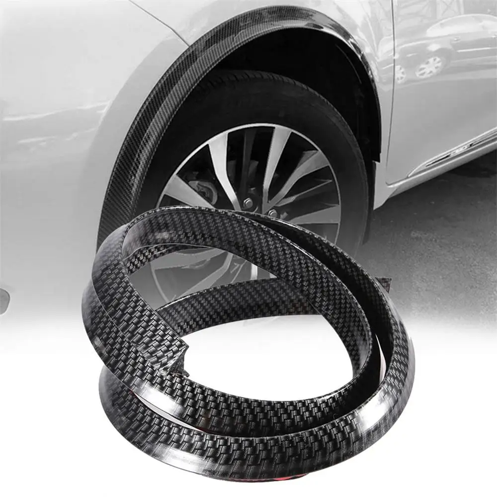 Rubber Car Arch Protector Carbon Fiber Texture Fender Anti Collision Strip Trim Protection Moulding 1.5m Auto Universal