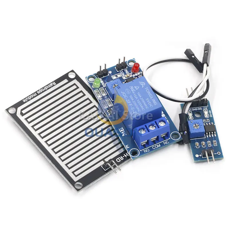 Rain water sensor module + DC 5V 12 Relay Control Module Rain Sensor Water Raindrops Detection Module for Arduino robot kit