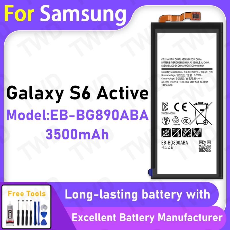 100% New 3500mAh EB-BG890ABA Battery For Samsung Galaxy S6 Active Battery Replacement Bateria+Free Tools