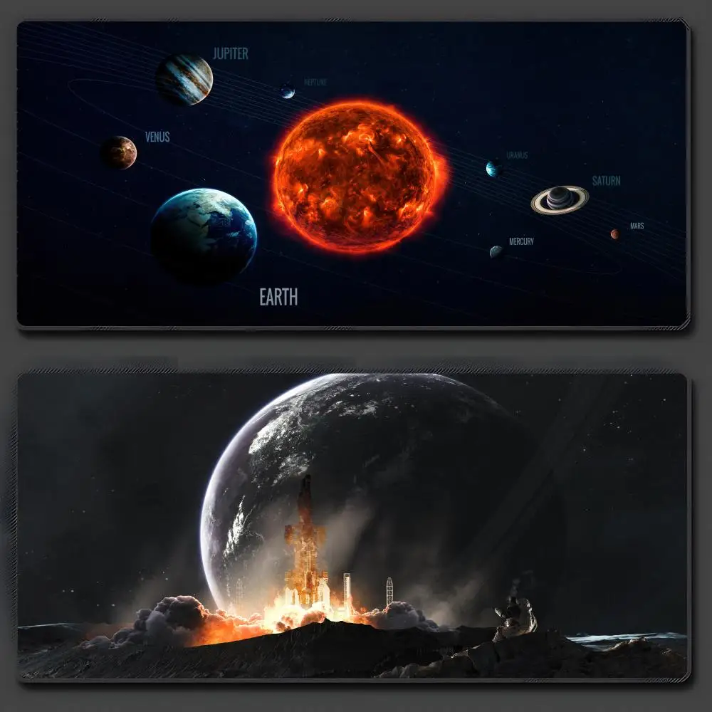 Deep Space And The Solar System Mouse Pads Large Anti-Slip Rubber Gaming MousePad Durable Desk Pad Thick Seam Edge Suitable For