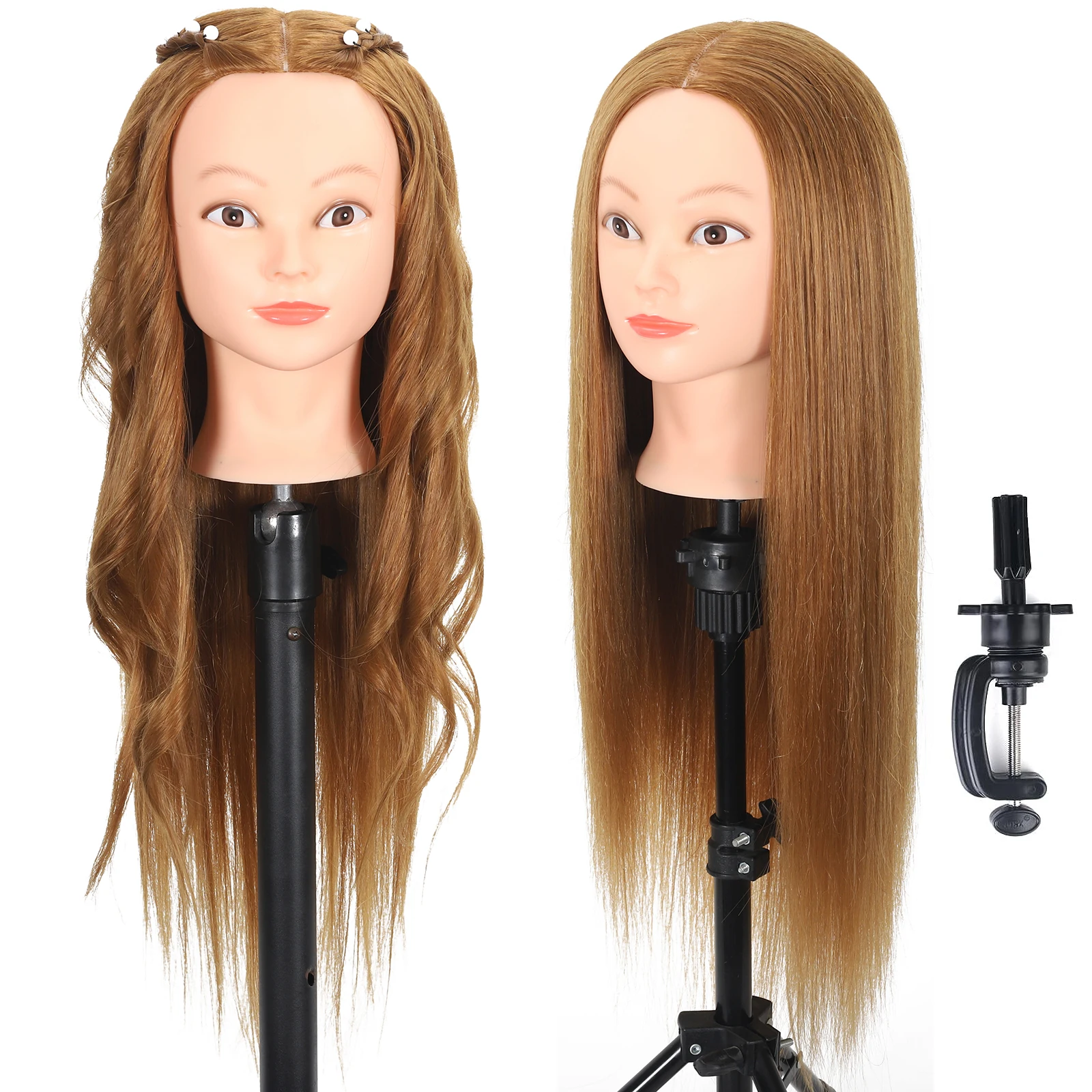 Mannequin Head Human Hair With 80% Hair Cosmetology Mannequin Head Training Doll Head For Styling Practice To Braiding