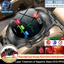 2024 nowość dla Huawei Xiaomi Laser Treatment trzy High smartwatch Men ECG PPG tętno cukry Tracker zdrowia