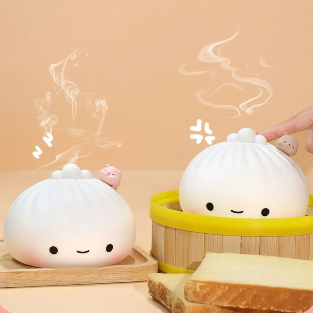 

Home Decoration Silicone LED Night Light Cartoon Cute Bun Dumpling Pat Lights Colorful Creative Bedside Lamp Desktop