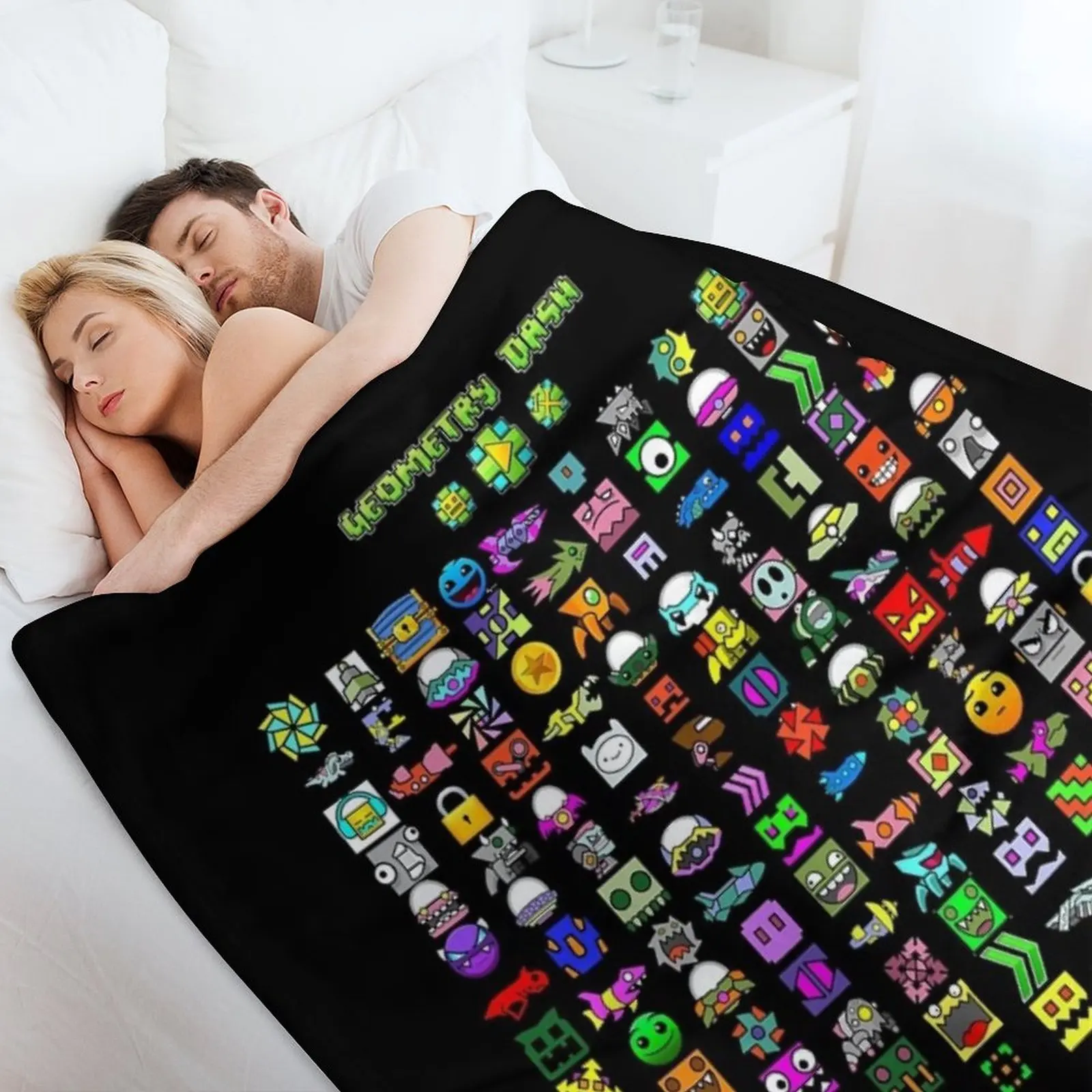 Geometry Dash Throw Blanket Hairys Plaid on the sofa For Baby Blankets image 4