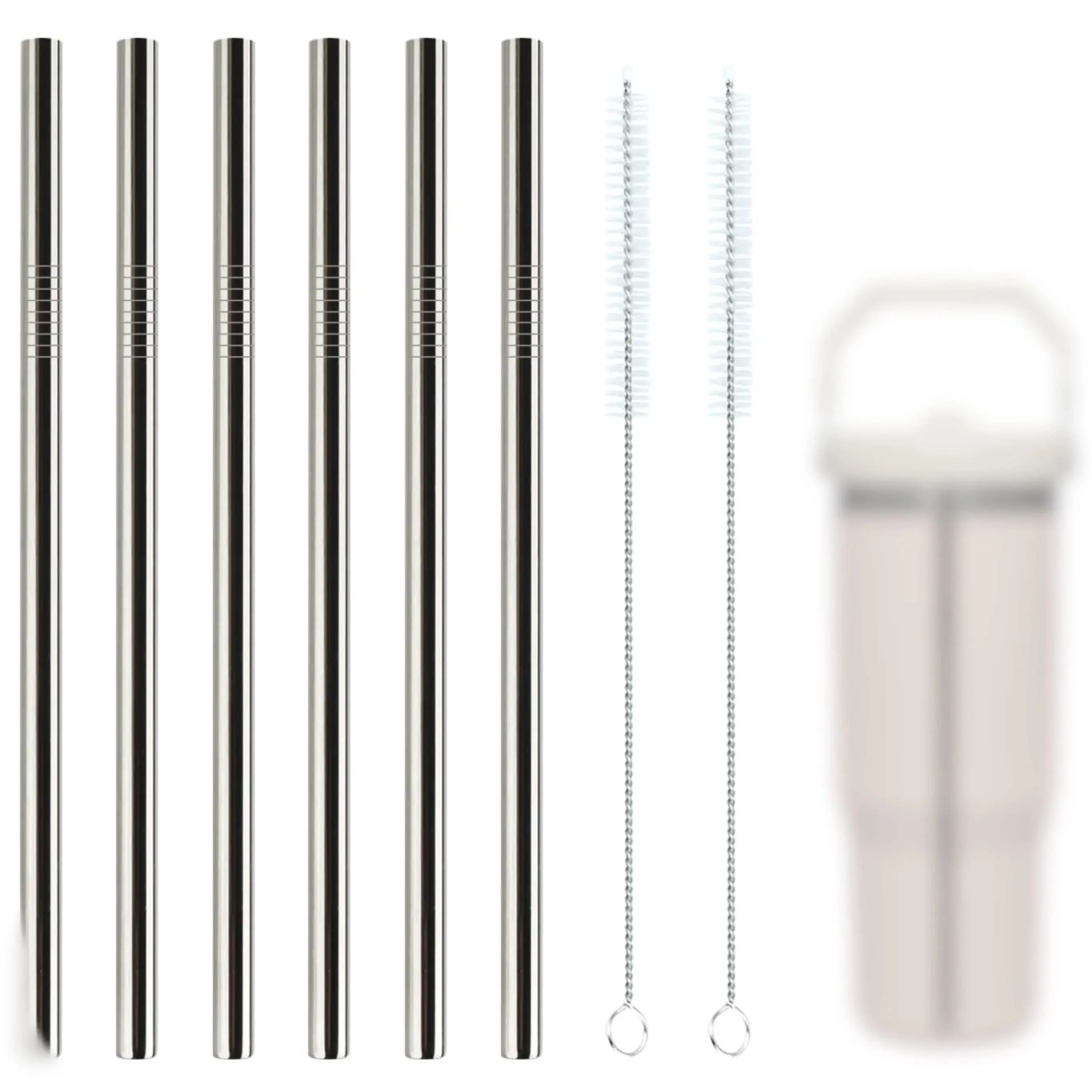 6 Metal Straws, 2 Cleaning Brushes, Reusable, for Stanley Iceflow Flip Top 30 oz Nonpareil,0.31in diameter stainless steel straw