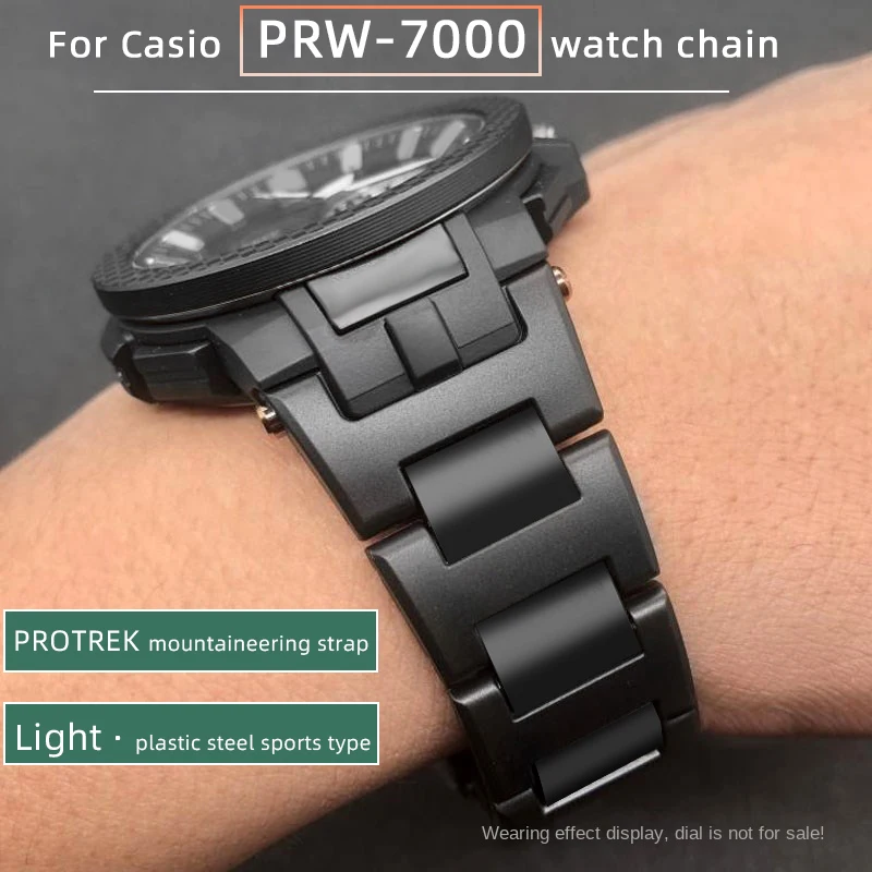 PRW7000/7000FC Metal Strap For Casio PROTREK 5480 PRW-7000 PRW-7000FC Mountaineering Watch Strap Ultra Light Plastic Steel Chain