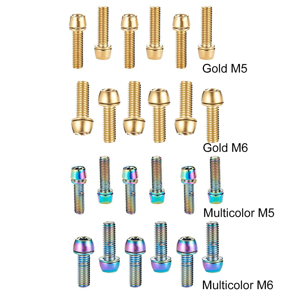 6-12 PCS Bicycle Stem Bolt M5x18mm M6x18mm MTB Stem Screws Bicycle Handlebar Titanium Bolts MTB Road Bike Stem Riser Screw