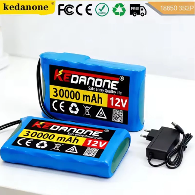2 batterie ricaricabili agli ioni di litio da 12 V con sistema di gestione della batteria (BMS), batterie al litio da 12 V per sistemi solari, strisce LED e apparecchiature di monitoraggio.
