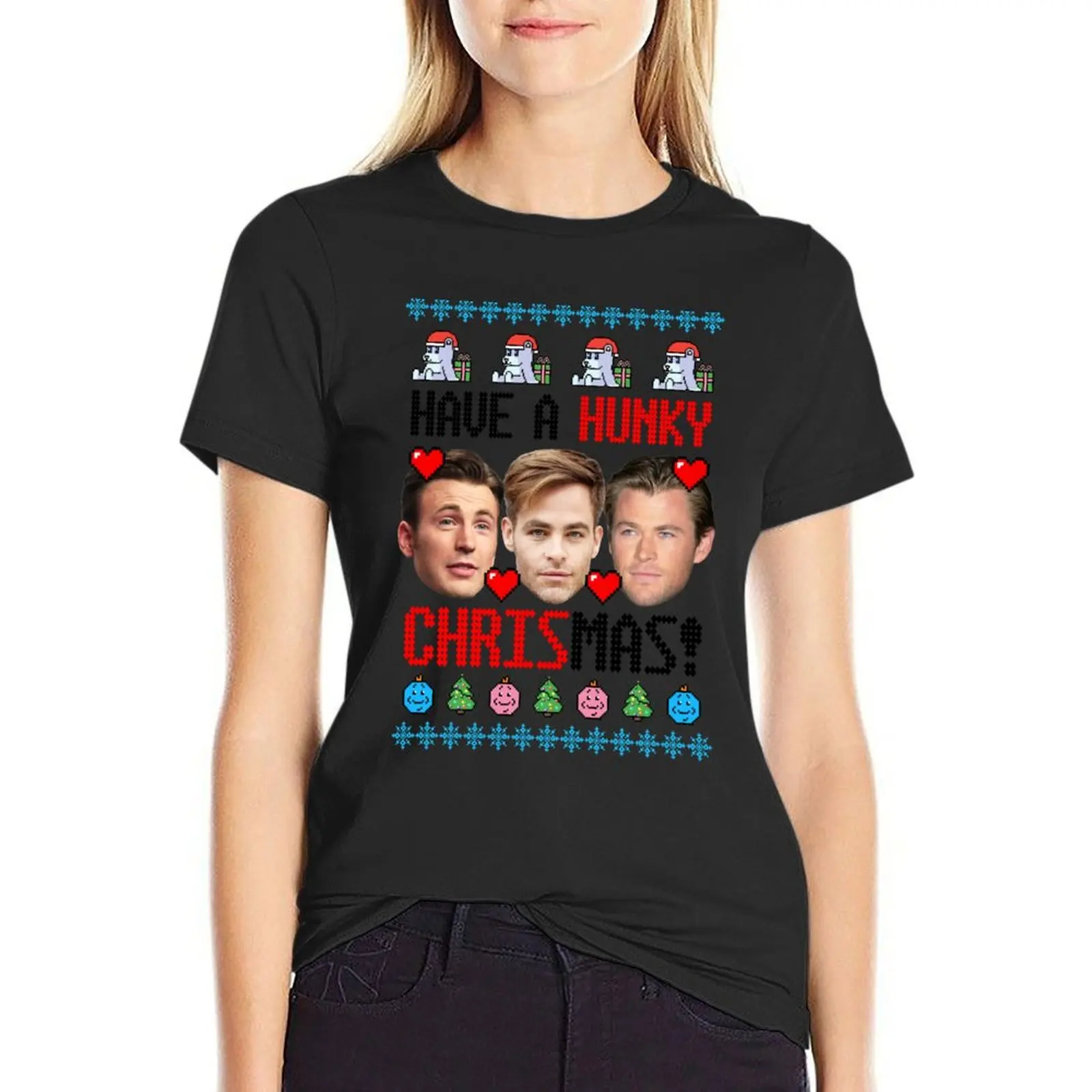 Have a Holly, Hunky Christmas! Oops--CHRISmas. T-Shirt graphics Aesthetic clothing tops t shirt for Women