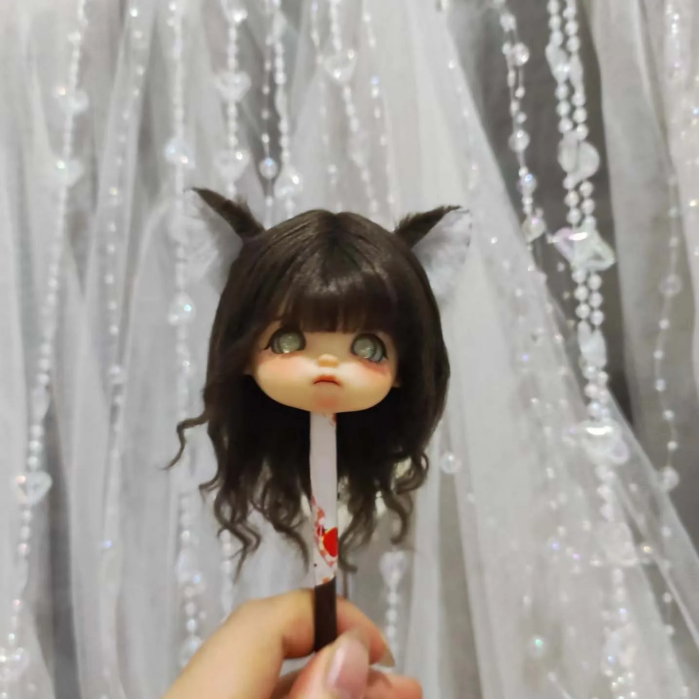 Doll Wig and Ear For 1/8 1/6 1/4 1/3 1/12 BJD Doll OB11 Hair Colorful Wig Princess Doll Fake Wig Stick Ear Can Customized