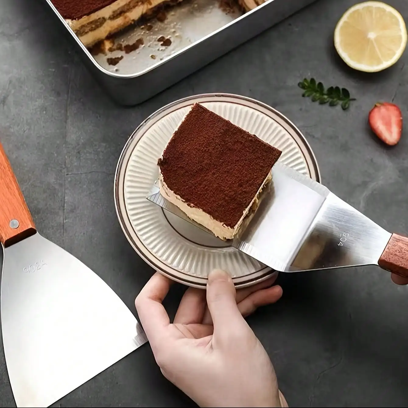 Stainless Steel Tiramisu Spatula Slanted Tool for Cake Steak Cooking Buttercream 1 Piece