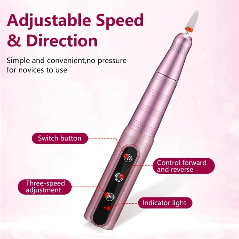 35000 RPM elektrische nagelboormachine Draagbare manicuremachine Oplaadbare nagelmachine Nagelvijlschuurmachine Nagelgereedschap