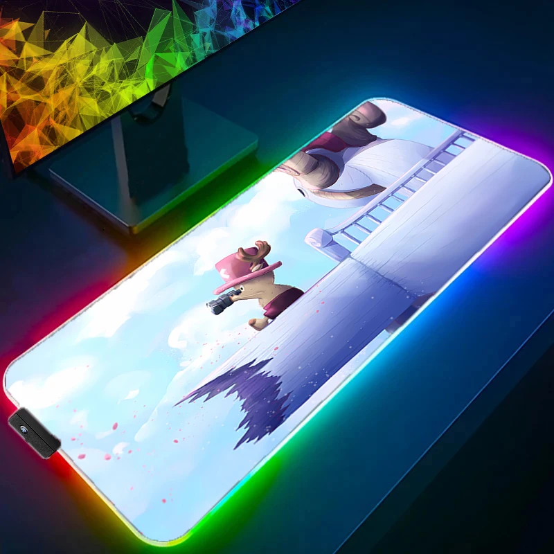

RGB LED Mouse Pad Office Desk Mat Computer Game One Piece Mousepad Rubber Anime Keyboard Pad PC Accessories Mouse Mat Tablet Pad