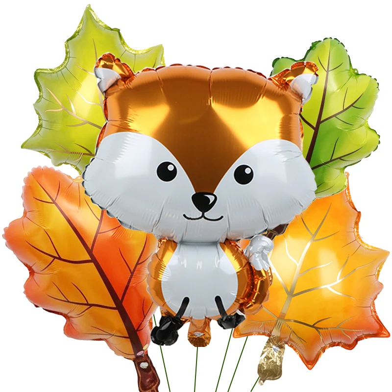 Fox Hedgehog Raccoon Squirrel Animal Foil Balloons Birthday Woodland Forest Theme Party Decor Baby Shower Birthday Party Decors