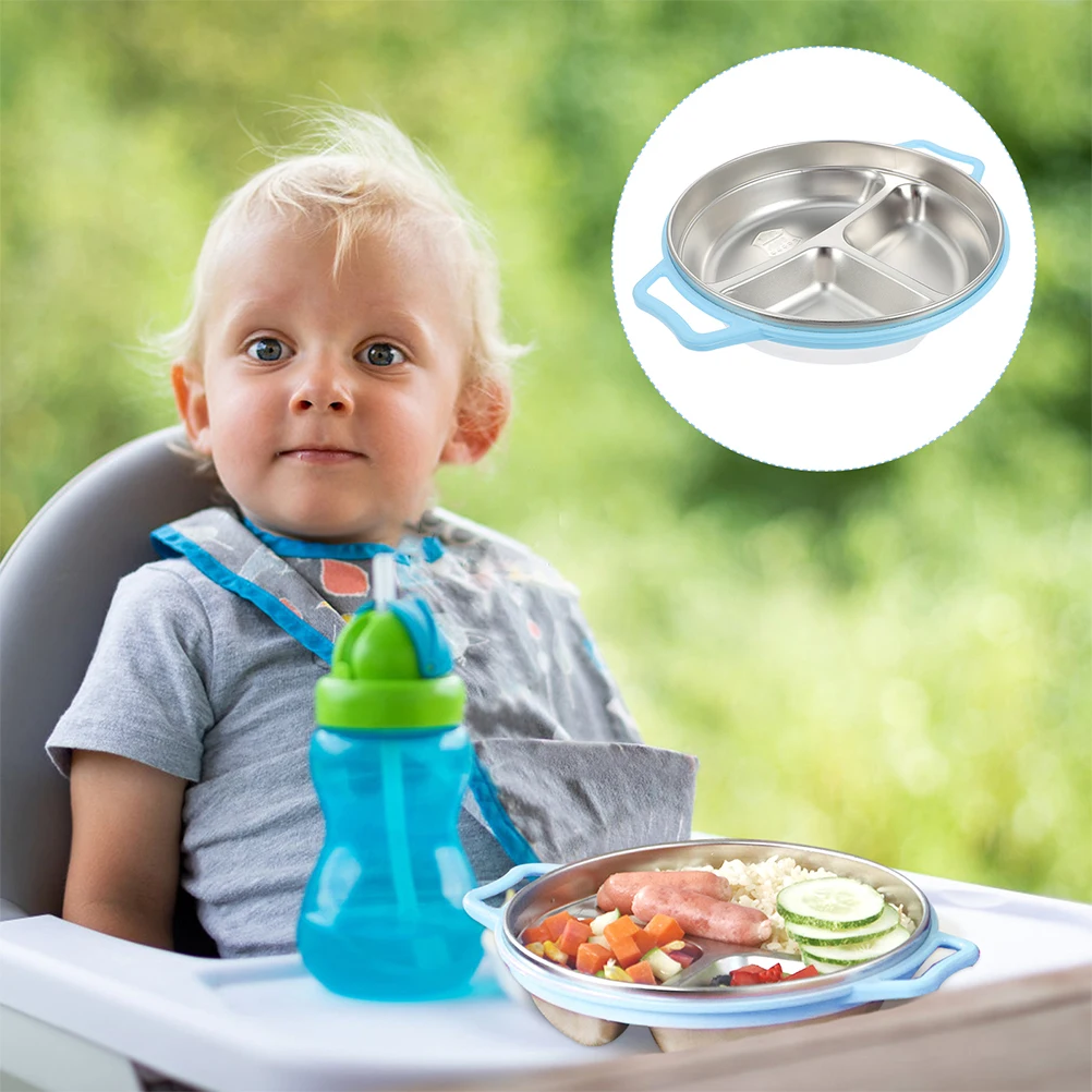

Stainless Steel Divided Dinner Plates Kids Food Tray Compartment Plate Toddler Child Safe Durable Oven Dishwasher Suitable