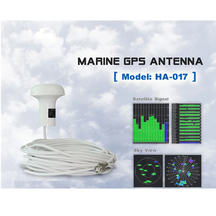 HA-017 Marine GPS Antenna With 10 Meter Cable And Three Interfaces Of TNC BNC Or SMA VSWR 2.0 Max Voltage 3.3V~5.0V DC