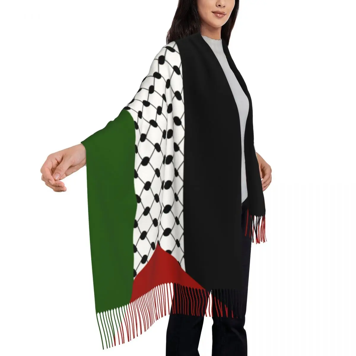 Palestine Flag Women's Pashmina Shawl Wraps Fringe Scarf Long Large Scarf