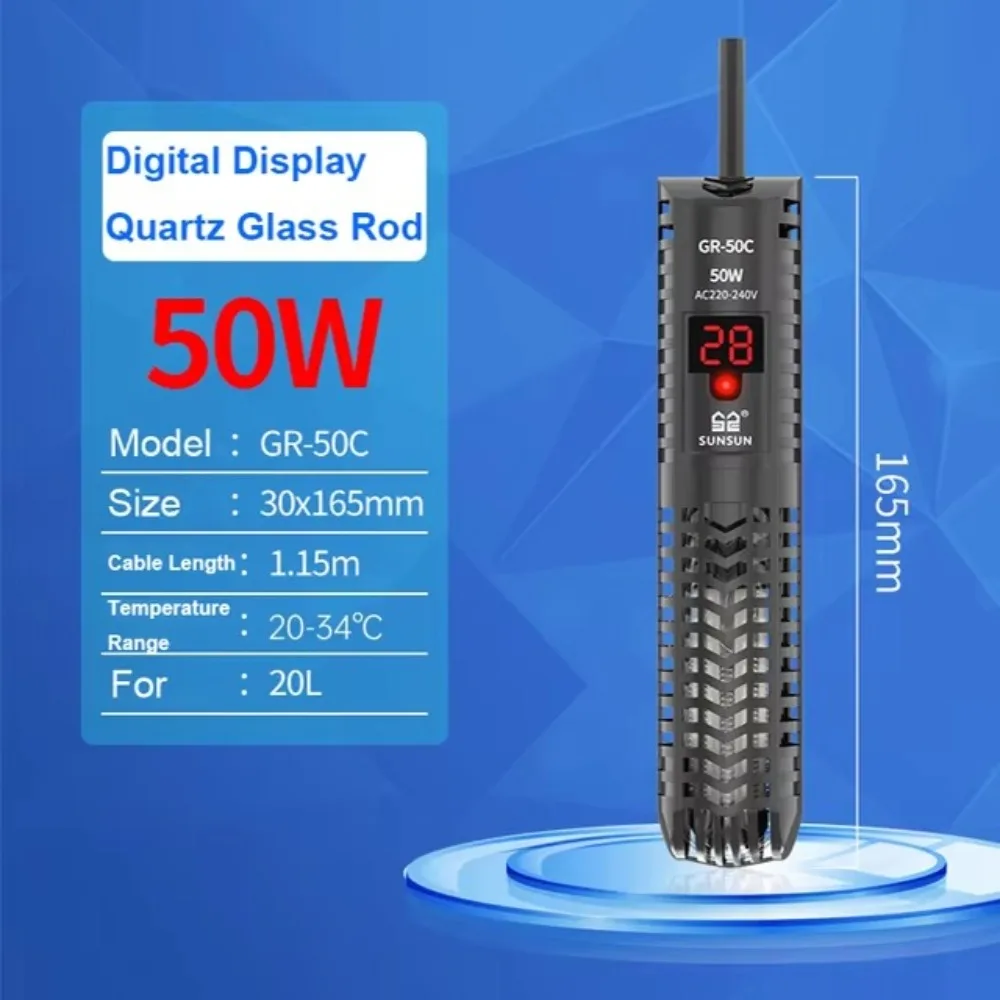 

Quartz Glass Aquarium Submersible Heater Adjustable Temperature LCD Display Heating Rod Non- Glass 50w-500w Aquarium Thermostat