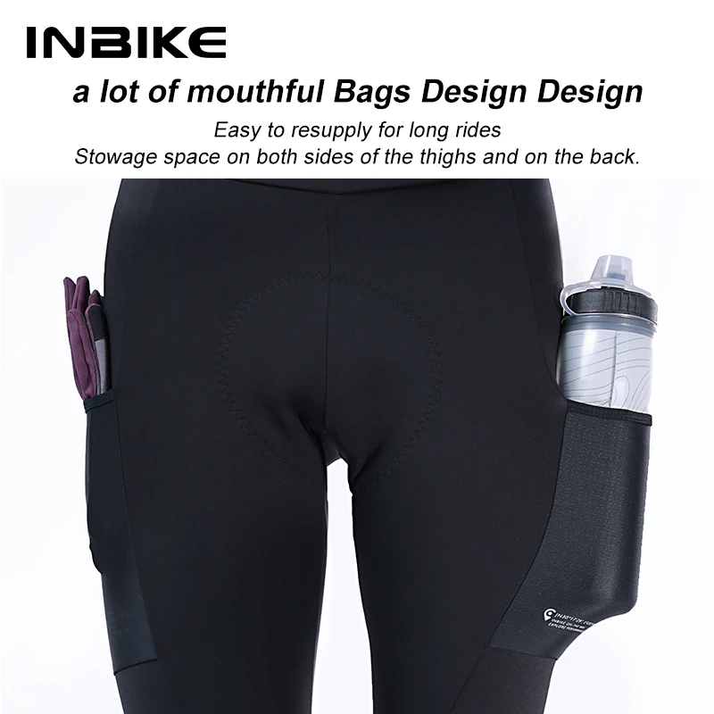 INBIKE-pantalones de ciclismo profesional para hombre, ropa de ciclismo de lana acolchada, mallas para montar en bicicleta de montaña y carretera, Invierno