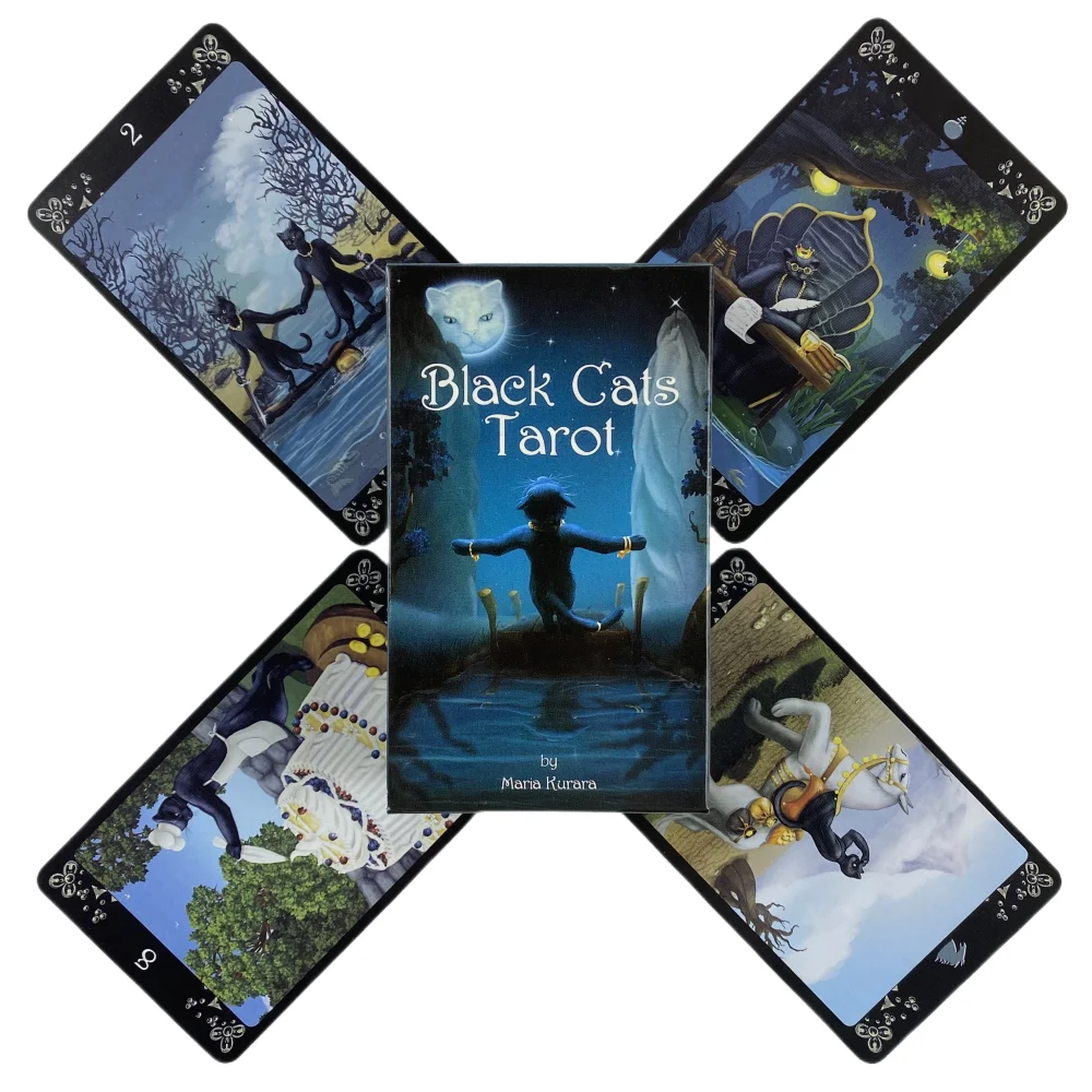 Cartas de Tarot de gatos negros A 78, oráculo, visión en inglés, edición de adivinación, juegos de Borad
