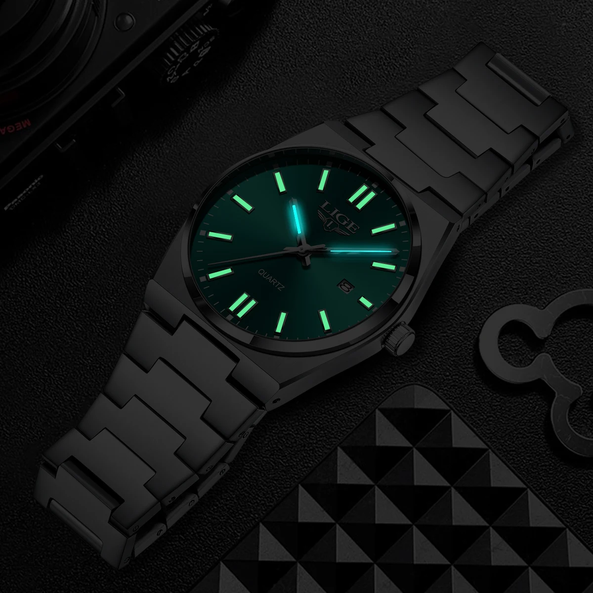 

LIGE мужские роскошные часы для мужчин водостойкие светящиеся часы с датой недели из нержавеющей стали мужские часы повседневные кварцевые мужские часы мужские часы + коробка