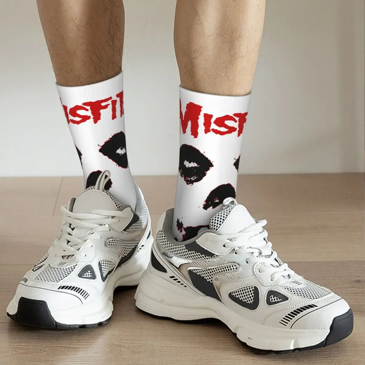 Funny Misfits Skull Chaussettes pour hommes et femmes, Bonne qualité, Printemps, Été, Automne, Hiver, Tubes moyens, Chaussettes en élan respirantes