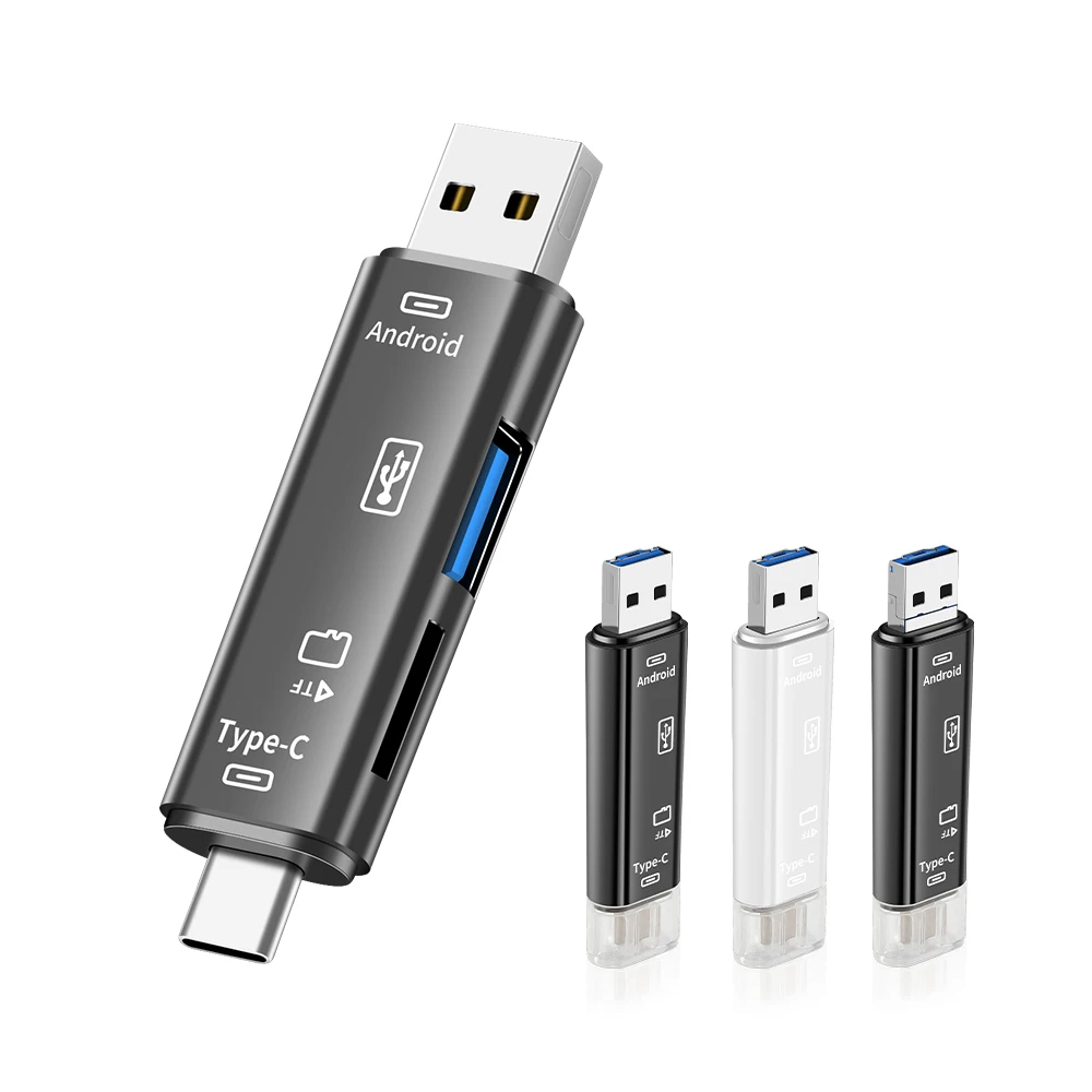 

Многофункциональные устройства хранения JASTER TYPE-C USB Micro-USB Слот для карт Micro SD 5 в 1, устройство чтения карт, высокоскоростное чтение для автомобильного телефона
