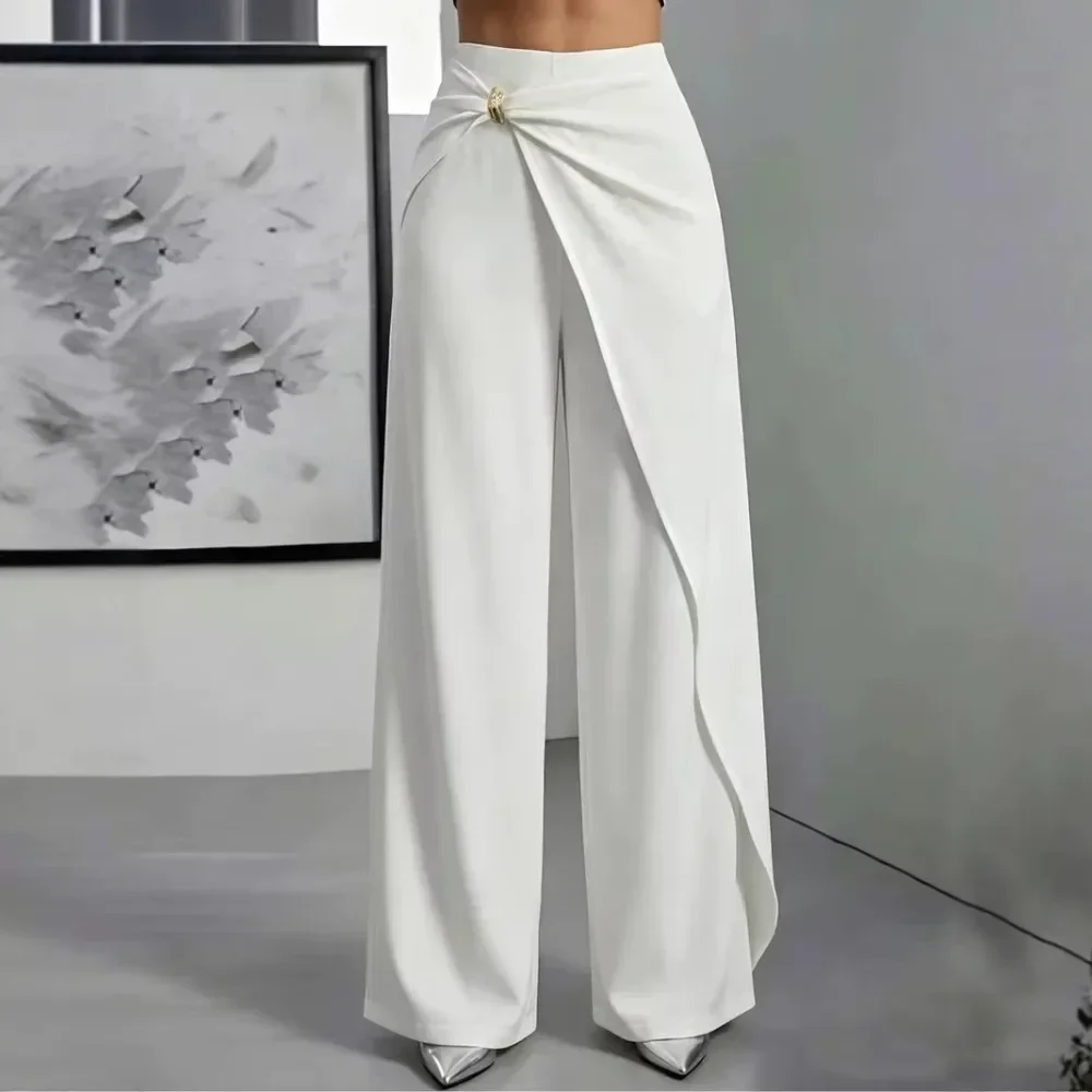Women Fashion Irregular Patchwork Suit Pants Spring Autumn High Street Straight Leg Long Pants Flattering Casual Trendy Trousers