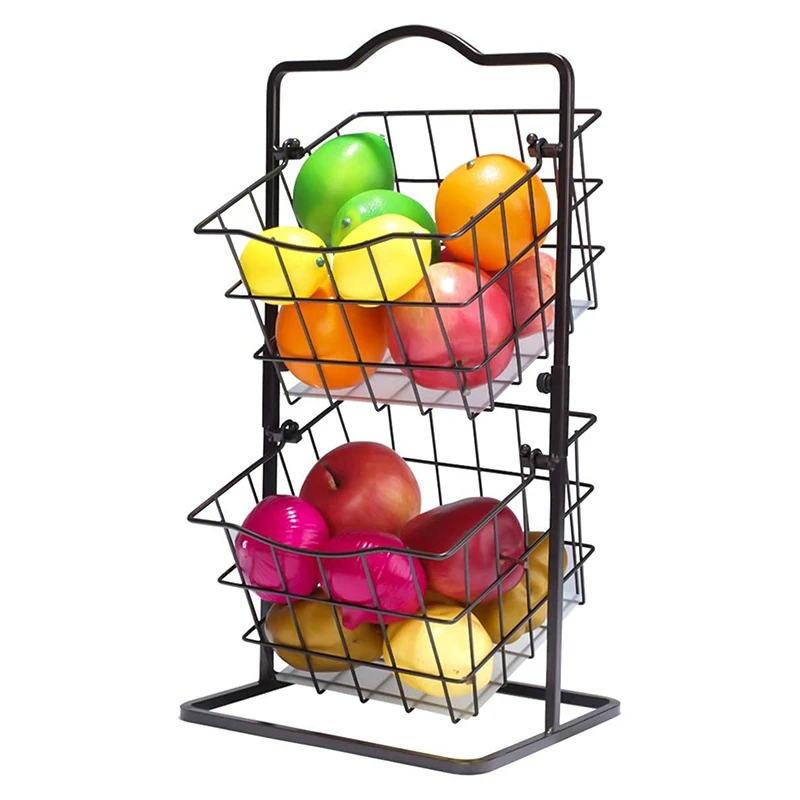 Double Layer Iron Basket Art Wrought Storage Basket Desktop Bathroom Organizer Holder Home Container Panier De Rangement