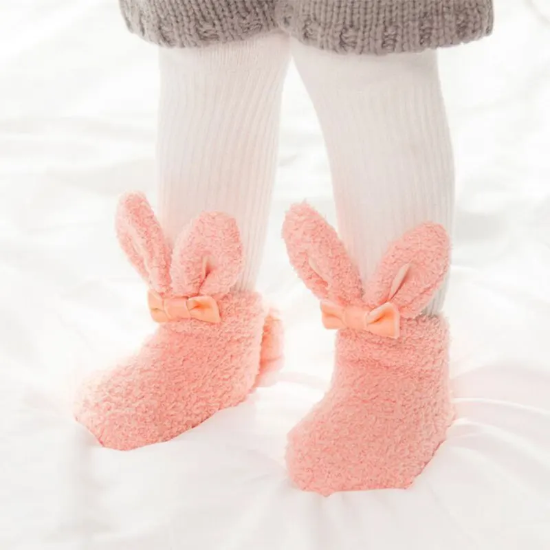 Cute Rabbit Baby Socks Thick Warm Toddler White Autumn Winter PlushKnee High Baby Long Tube Socks Newborn Anti Slip Floor Socks