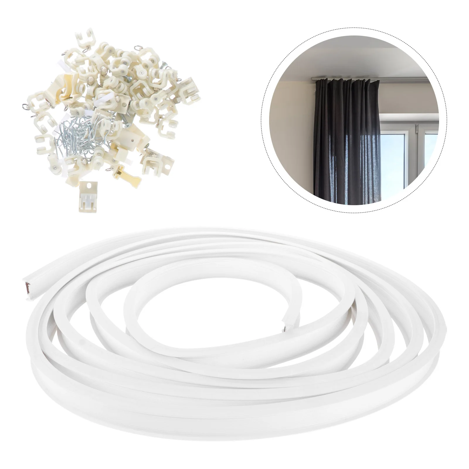 

1 Set Curved Balcony Ceiling Flexible Silent Curtain Track System Home Household Decorative Accessories Slider Rail