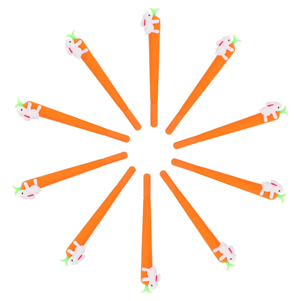 

10 Pcs Rabbit Carrot Pen Adorable Gel Ink Pens Novelty Smooth Writing Cartoon Pattern Shaped