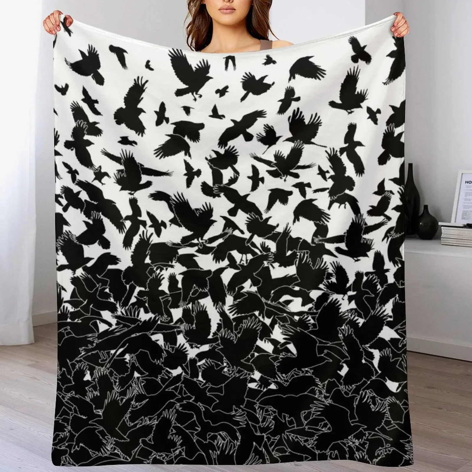 Cuervo Cuervo Pájaros voladores Gótico abstracto Patrón de Halloween Manta de franela ponderada Mantas polares