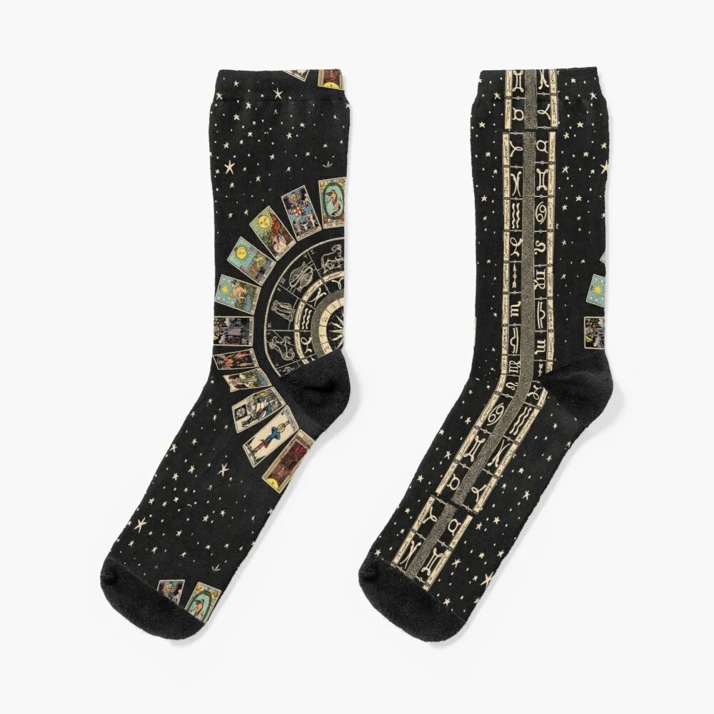 

Wheel of the Zodiac, Astrology Chart & the Major Arcana Tarot Socks Men Cycling Socks