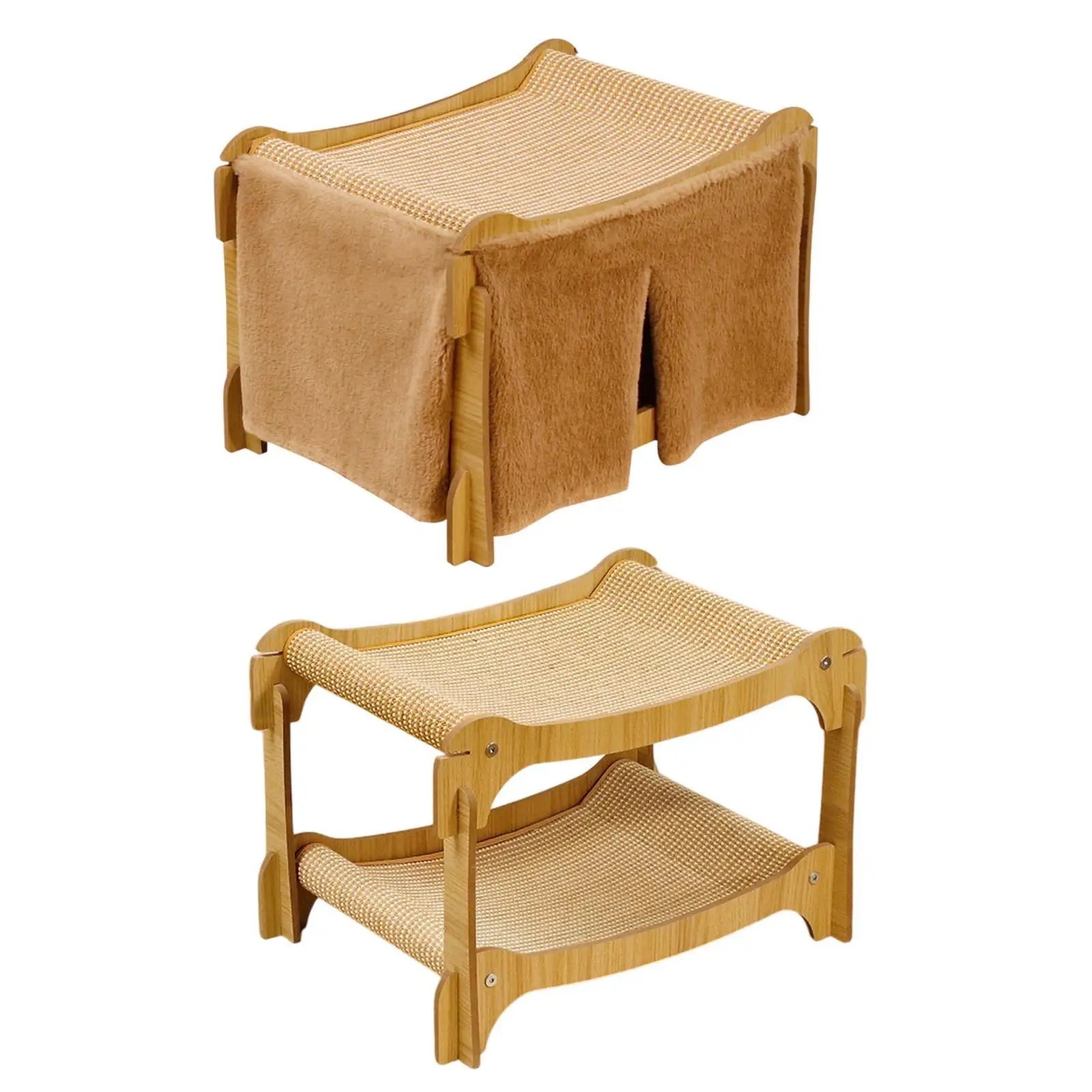 2 Tier Grinding Claw Furniture Protection Novelty Rest Nest Wear Resistant Wooden Comfortable Cat Furniture Pet Bed for Kitten