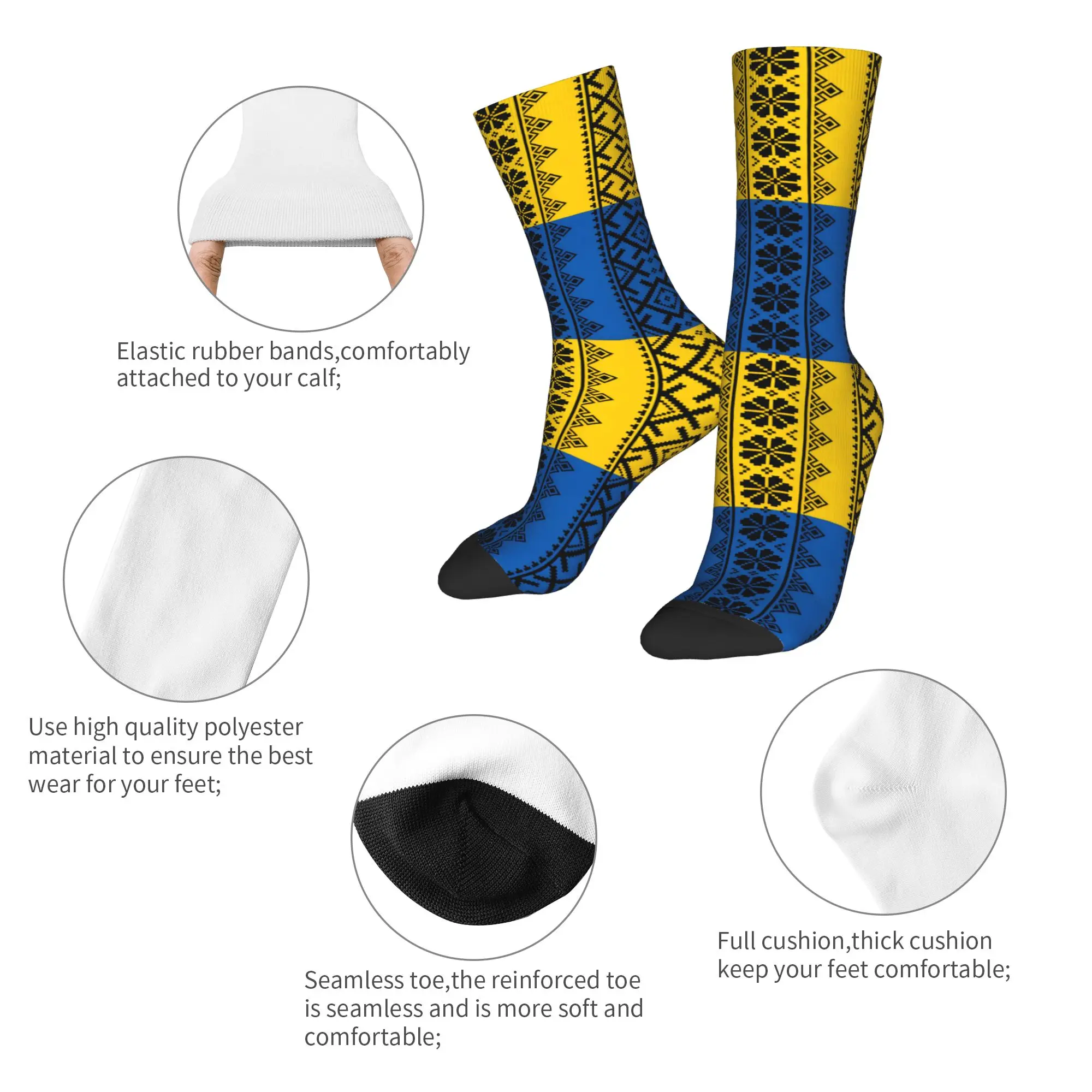 Custom Ukrainian Ethnic Seamless Pattern Dress Socks Men's Women's Warm Fashion Novelty Bohemian Geometric  Crew Socks