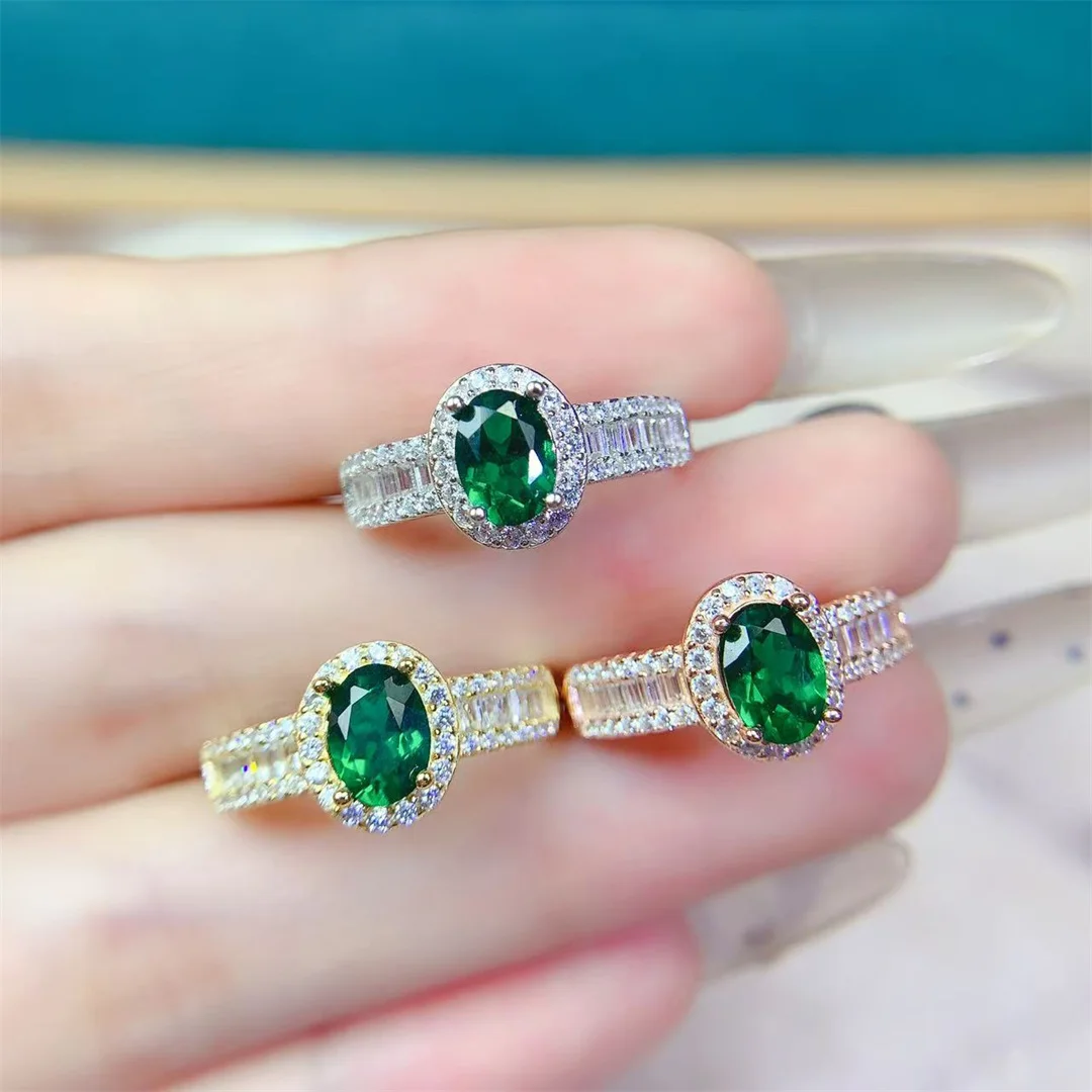 

Изысканное кольцо с зеленым диопсидом, мерцающее серебро S925, роскошные ювелирные изделия для женщин, идеальная идея подарка, изысканный подарок