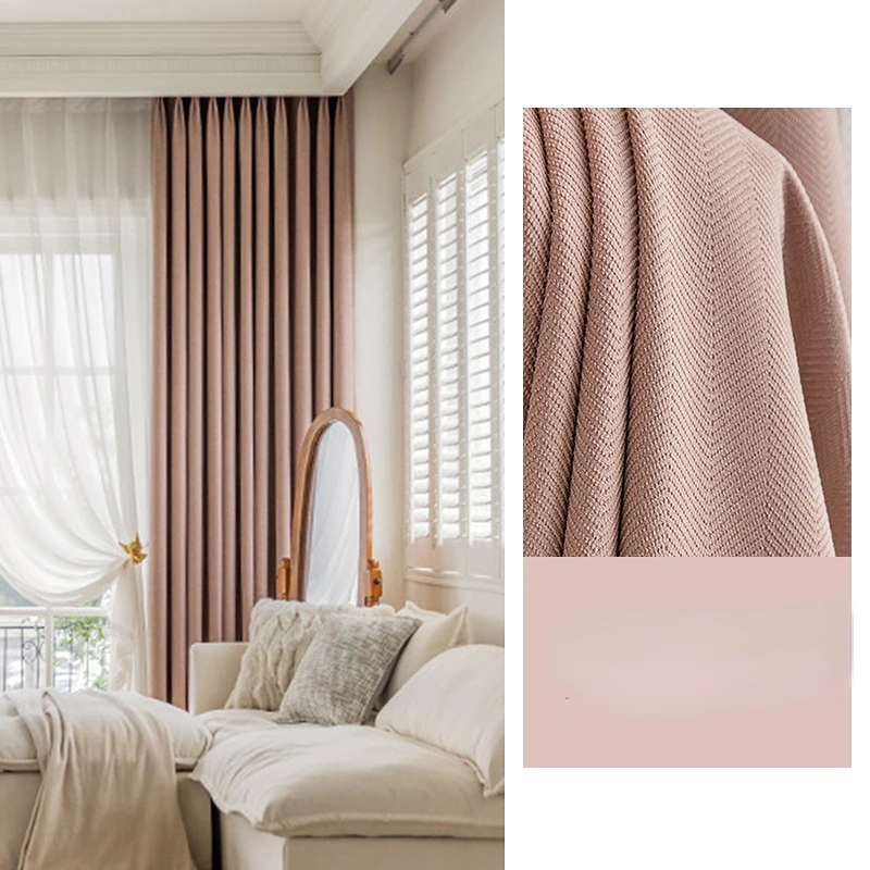 

Thickened herringbone pattern chenille curtain cloth Japanese living room bedroom shading sunscreen yy