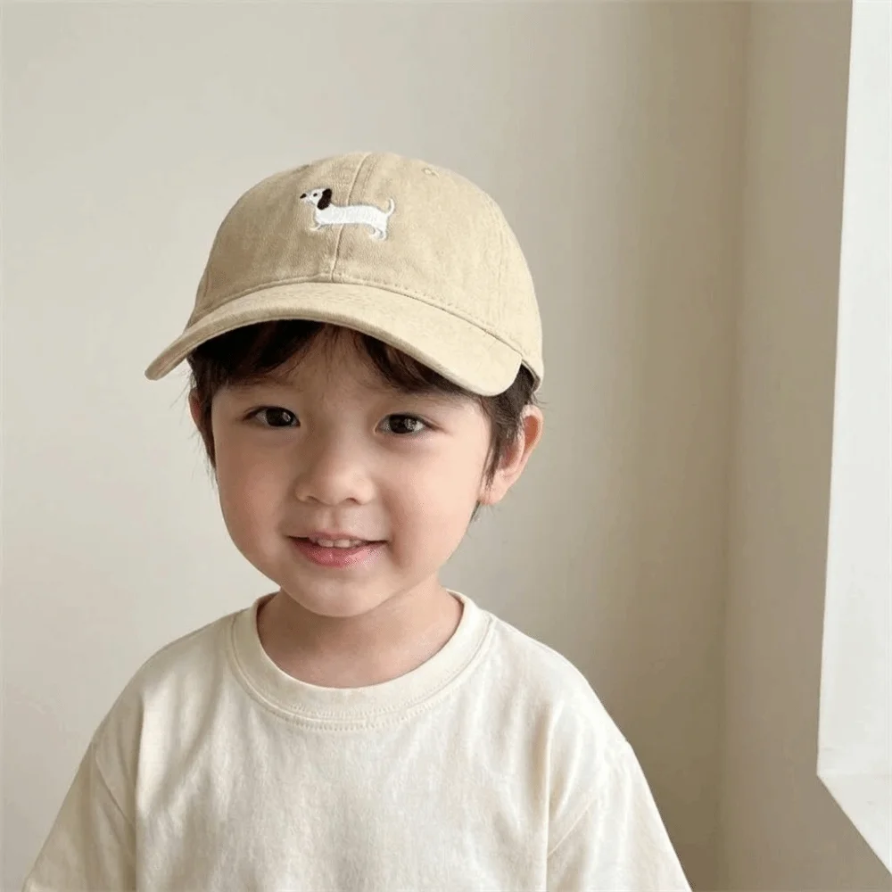

Fashion Solid Color Baby Baseball Cap Korean Style Cartoon Animal Sun Hat Embroidery Sunscreen Children Peaked Cap Sports