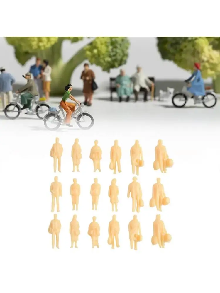 Figurines H0 non peintes 1:87, 60 pièces, accessoires debout H0 en plastique pour chemin de fer et aménagement de construction pour paysage de bricolage