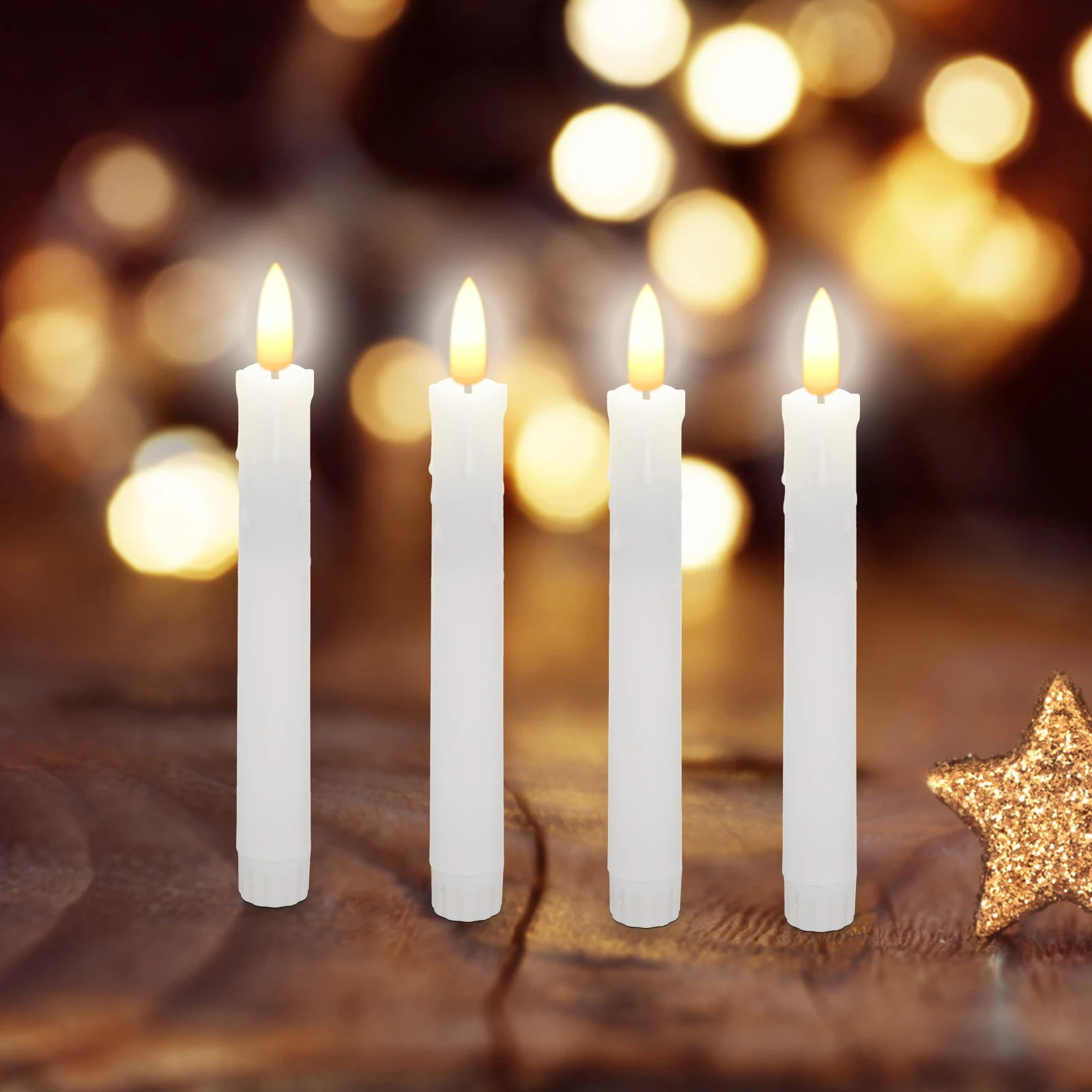 

6Pcs Operated Flameless Taper Candles Flickering Candles for Church Event Decor Operated