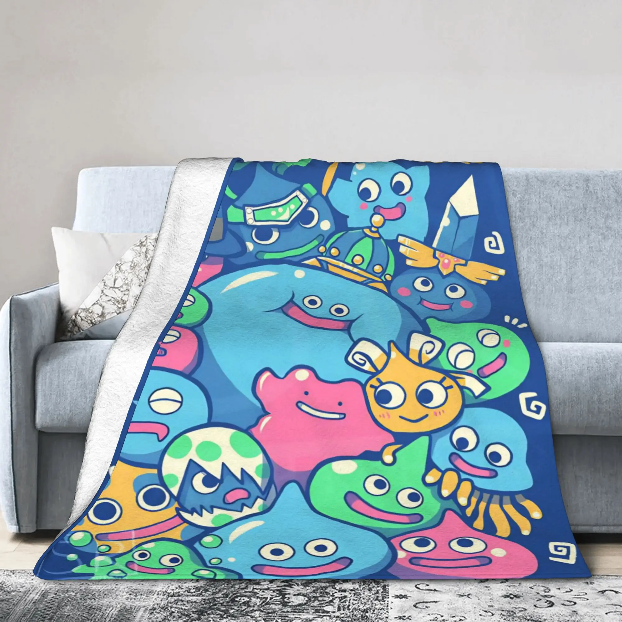 Dragons Quests Game Blankets Slime Wool Vintage Soft Throw Blankets for Home Restaurant Spring Autumn
