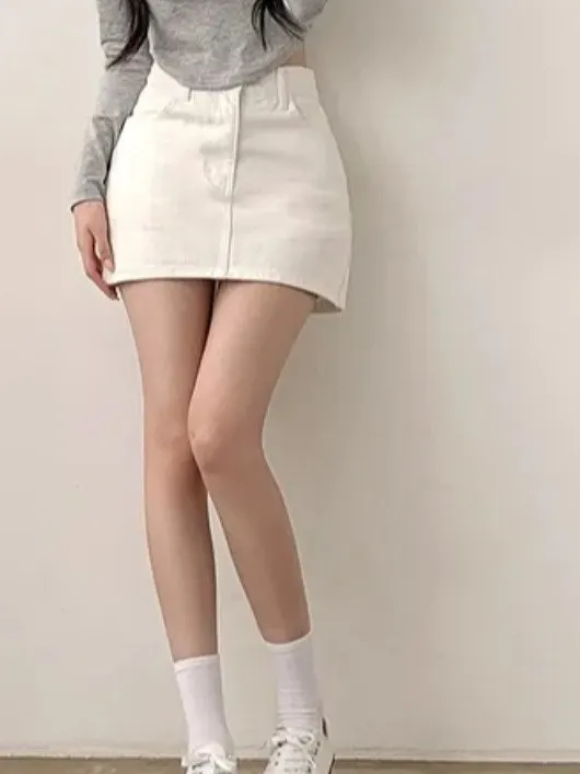 

High Waist A-Line Skirt Chic Slimming Denim f Body Skirt for Women Summer Versatile ort Skirt Korean Sle Commute