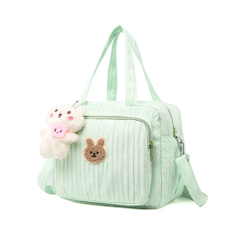 Cute Rabbit Embroidery Mommy Bag Fashion Diaper Bags for Baby Zipper Multifunctional Women Handbag Portable Stroller Nappy Bag