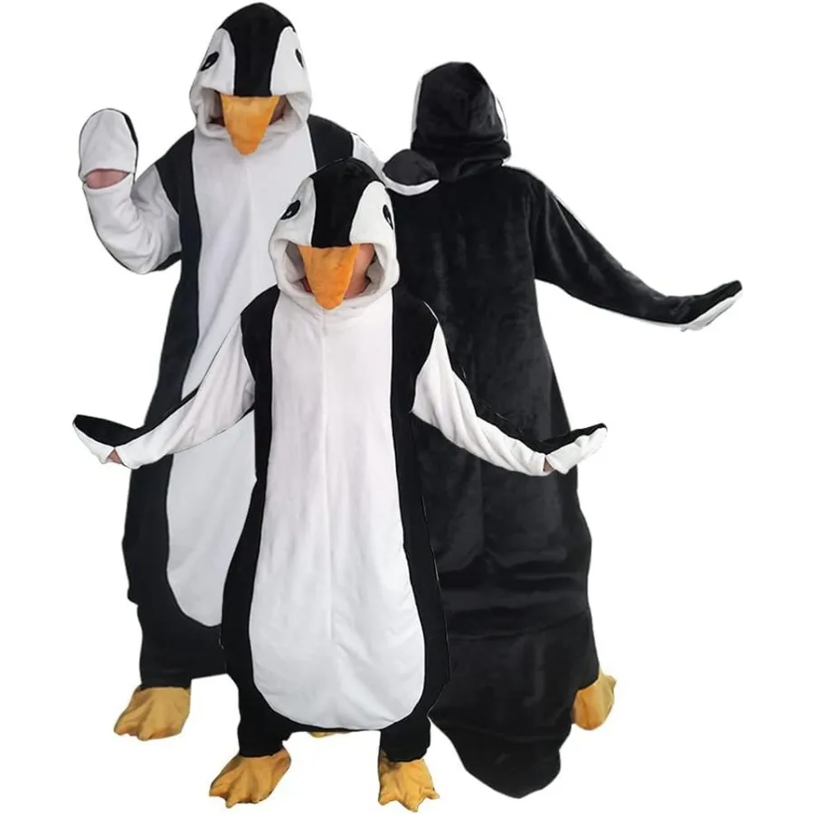 

Wearable Penguin Blanket Hoodie Sleeping Bags for Adults Women Men Super Soft Warm Cozy Flannel Fleece Blanket Penguin Gifts L,